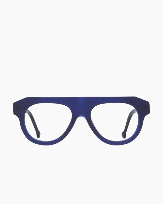 blue plastic aviator eyeglasses by Marie-Sophie Dion model McNally, front view, lunettes de vue aviateur couleur Bleu