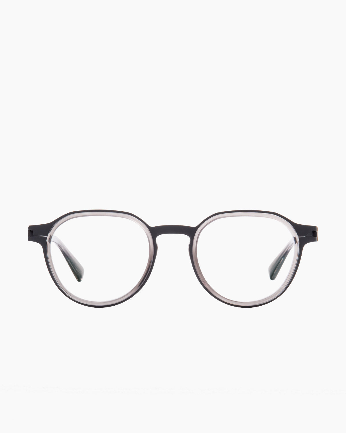 grey metal oval eyeglasses by Mykita model Caven, front view, lunettes de vue ovale couleur gris