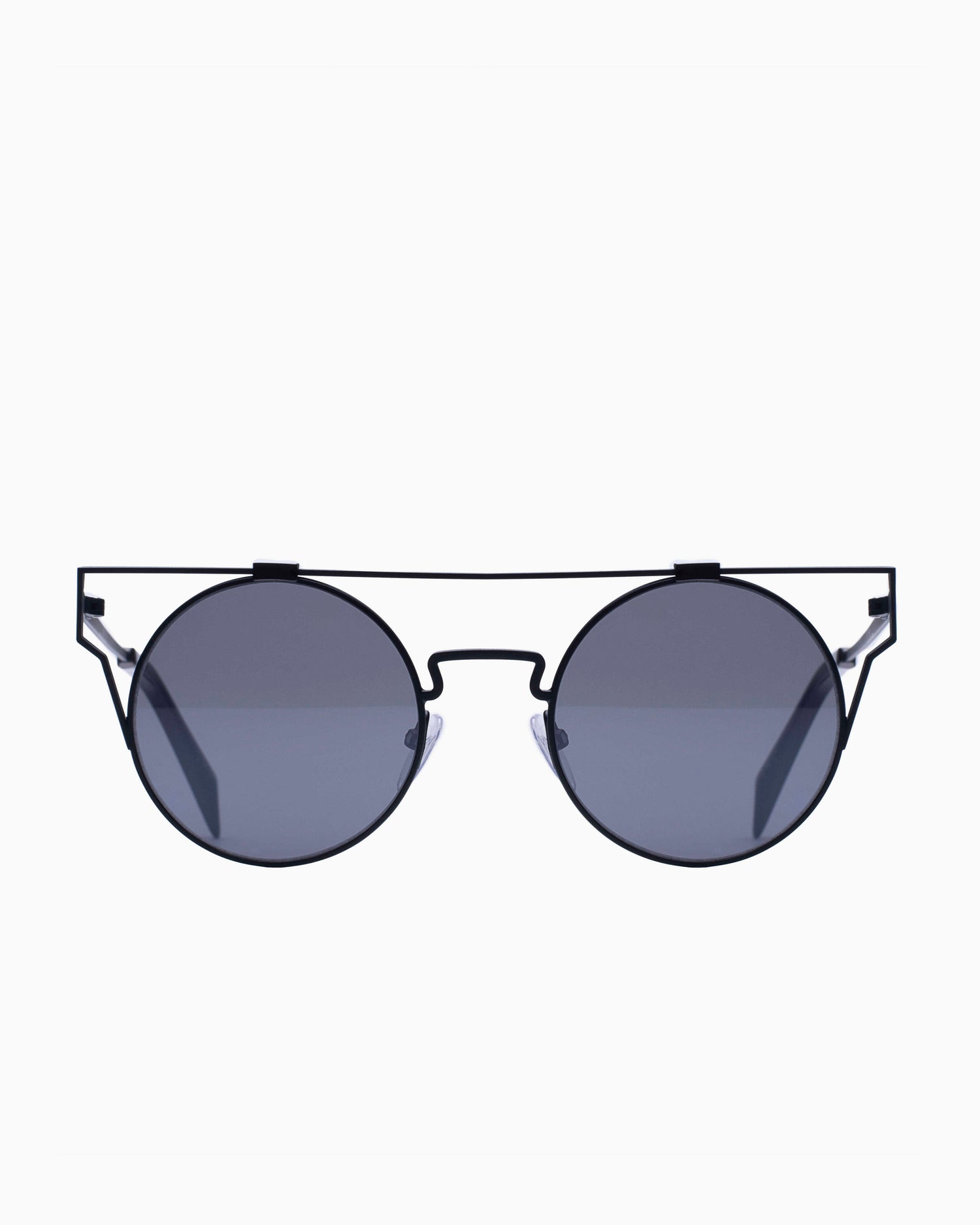 black metal round eyeglasses by Yohji Yamamoto model 7024, front view, lunettes de vue Noir rond