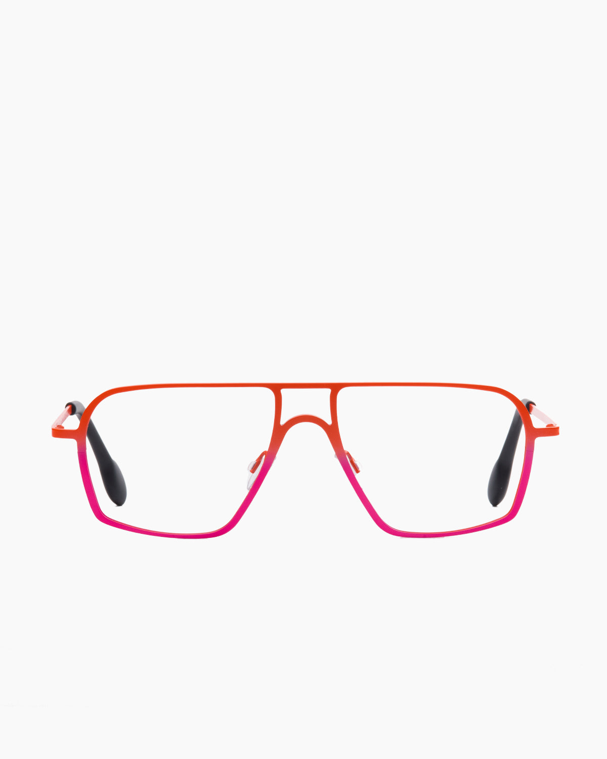 pink metal aviator eyeglasses by Theo model Palatino, front view, lunettes de vue aviateur couleur rose
