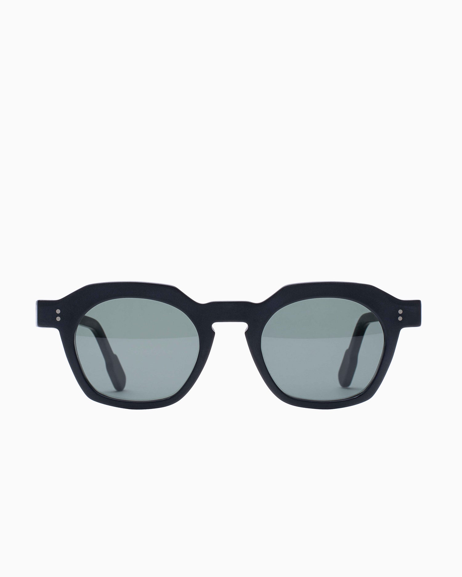 black plastic rectangle  sunglassesby Anne et Valentin model sargent, front view, lunettes de vue Noir rectangle
