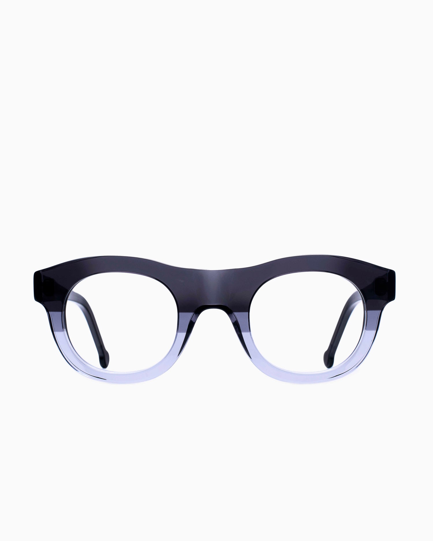 grey plastic round eyeglasses by Marie-Sophie Dion model Yamamoto, front view, lunettes de vue rond couleur Gris
