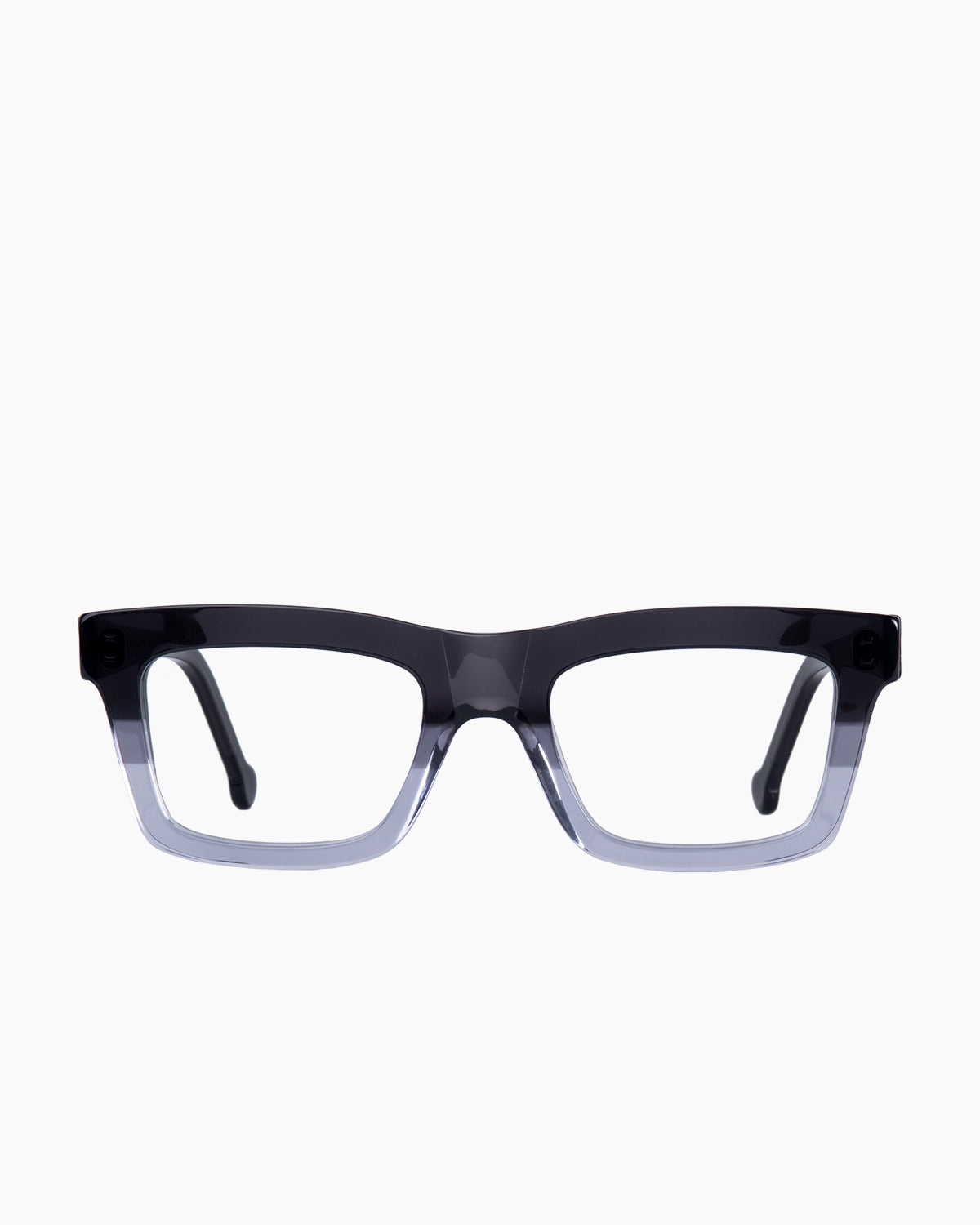 grey plastic rectangle eyeglasses by Marie-Sophie Dion model Laflamme, front view, lunettes de vue rectangle couleur Gris