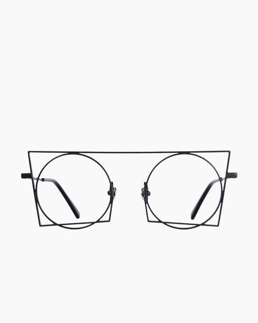 black metal round eyeglasses by Gamine model Florentin, front view, lunettes de vue rond couleur Noir