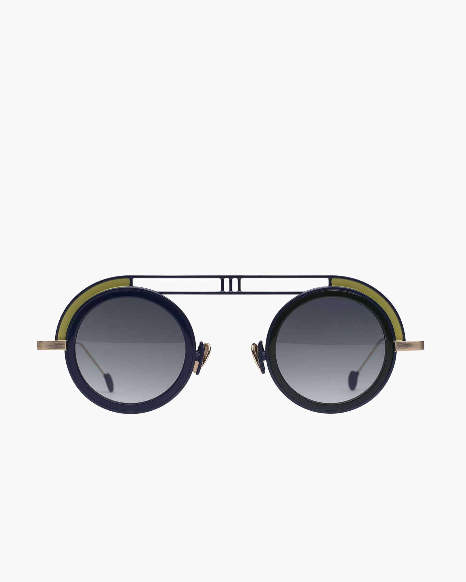 green metal round  sunglassesby Anne et Valentin model JSCJS, front view, lunettes de vue Vert rond