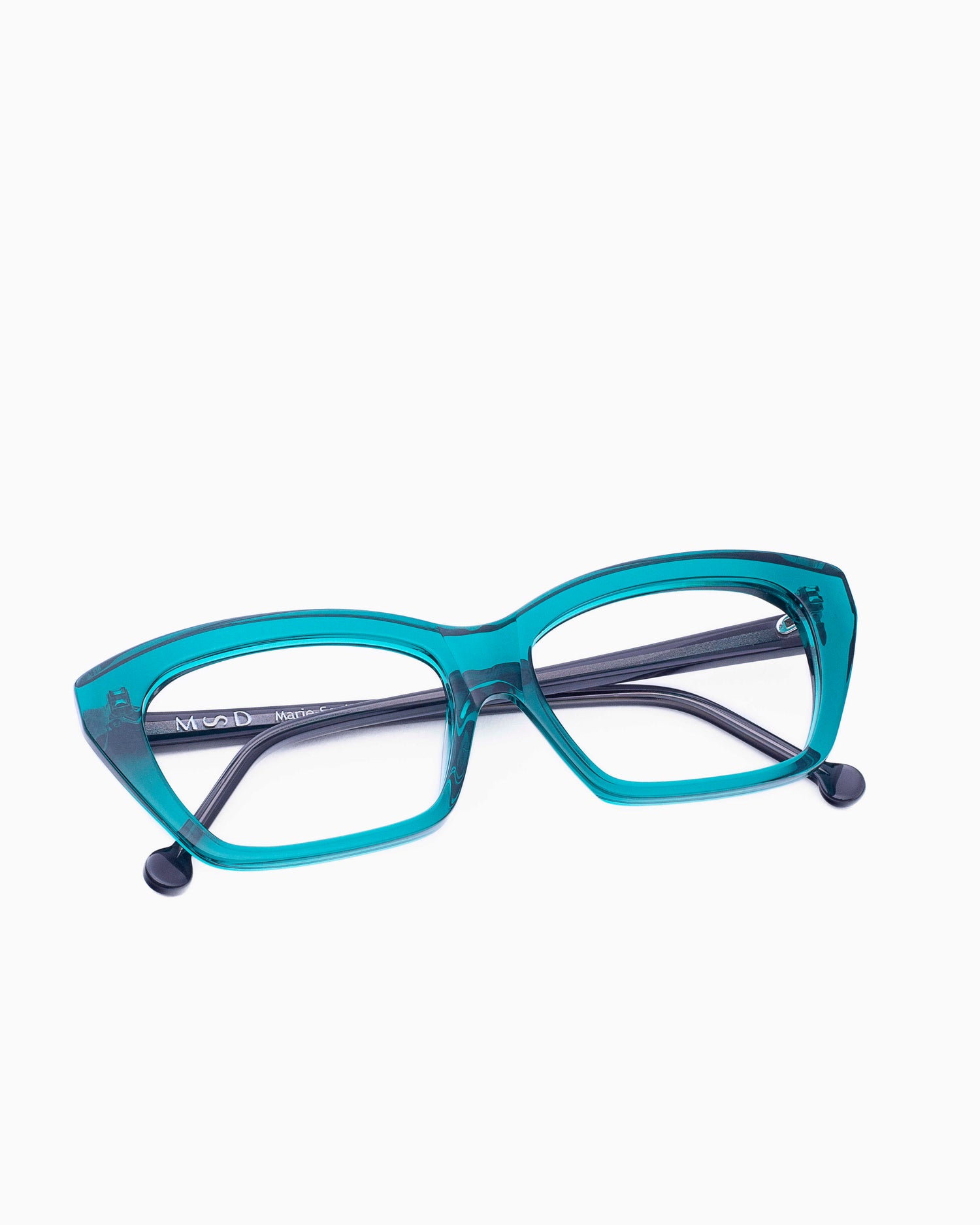green plastic butterfly eyeglasses by Marie-Sophie Dion model Pageau, front view, lunettes de vue papillon couleur Vert