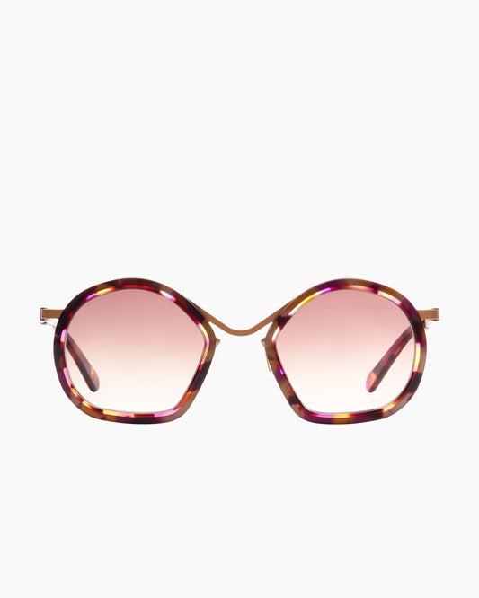 tortoise metal oval sunglassesby Gamine model Lombard Street s, front view, lunettes de vue ovale couleur écaille de tortue