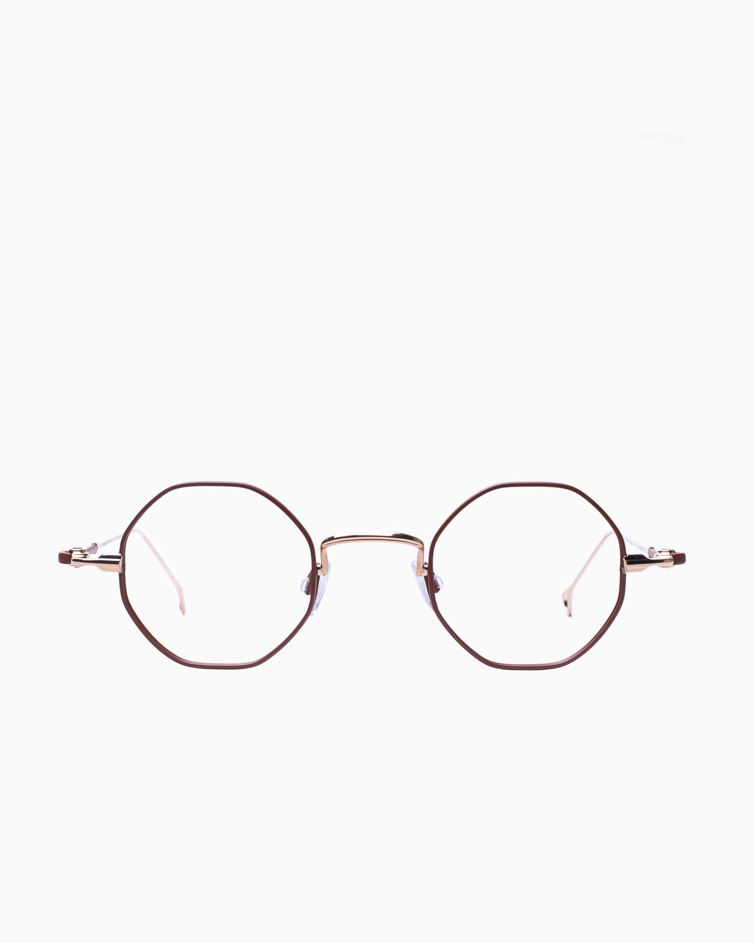 black metal octogon eyeglasses by Anne et Valentin model BAUDELAIRE, front view, lunettes de vue Noir 