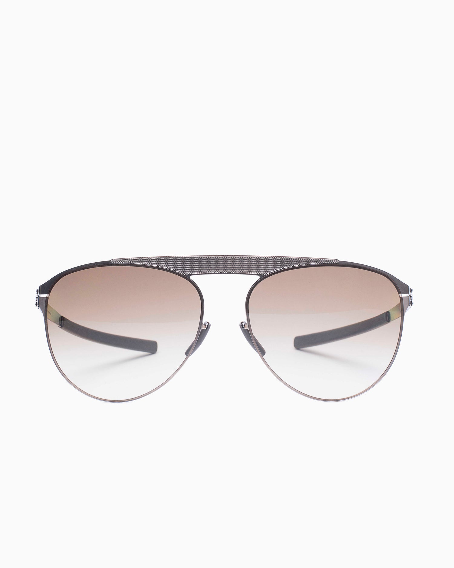 brown metal aviator  sunglassesby Ic Berlin model meikeb, front view, lunettes de vue brun aviateur