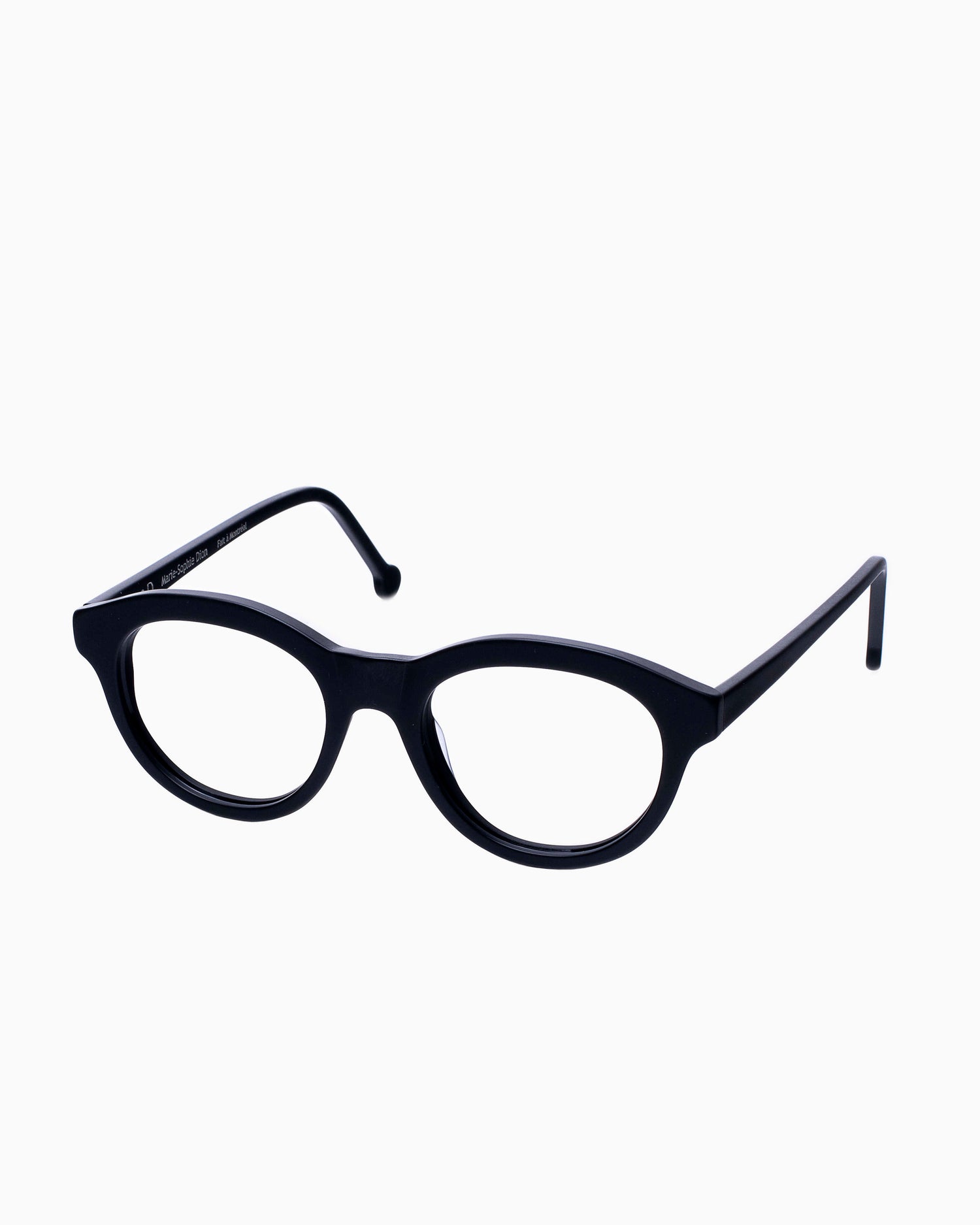 black plastic oval eyeglasses by Marie-Sophie Dion model Claus, front view, lunettes de vue ovale couleur Noir