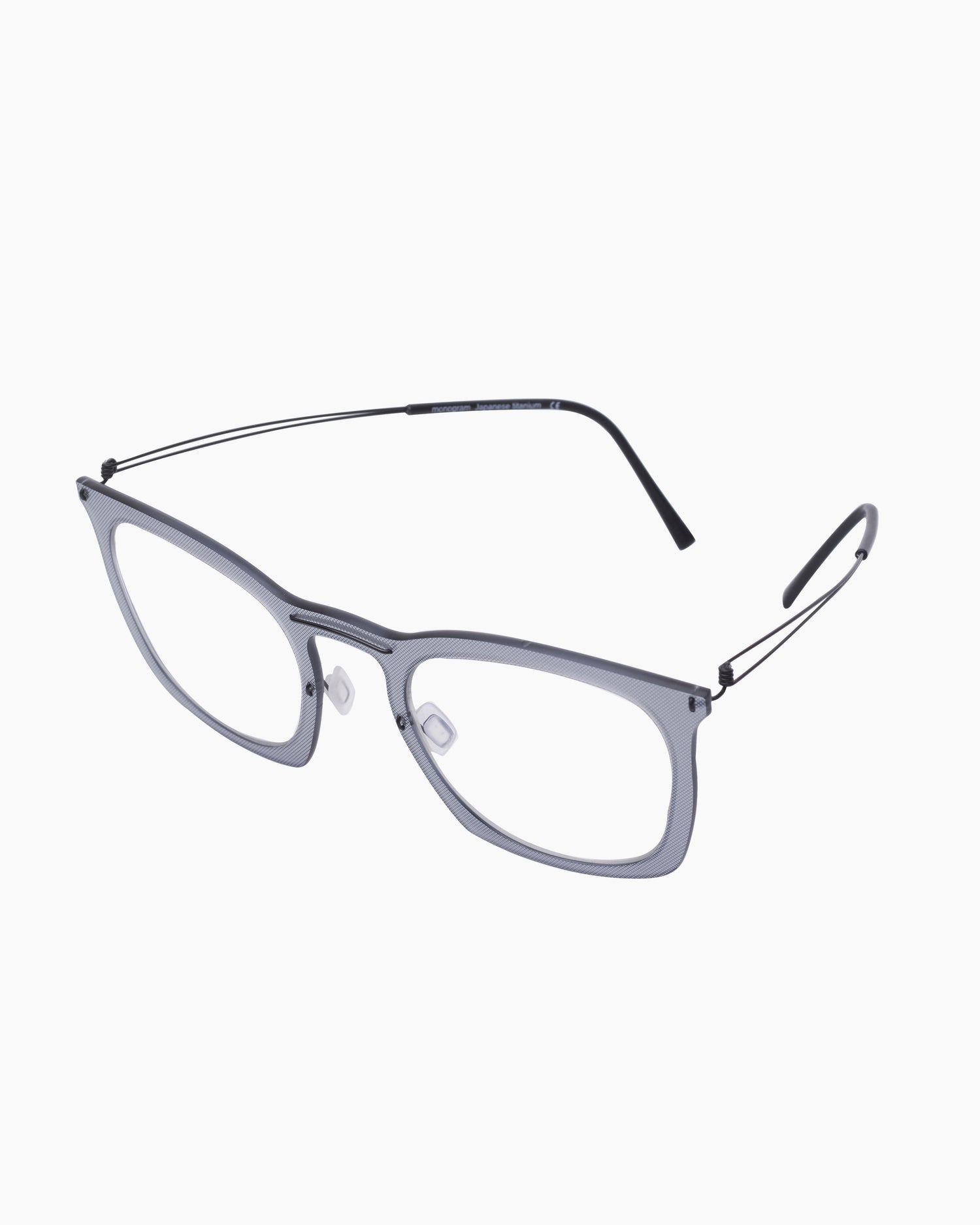 grey metal rectangle eyeglasses by monogram model MCHA014, front view, lunettes de vue Gris rectangle