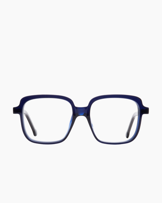 blue plastic rectangle eyeglasses by Marie-Sophie Dion model Angers, front view, lunettes de vue rectangle couleur bleu