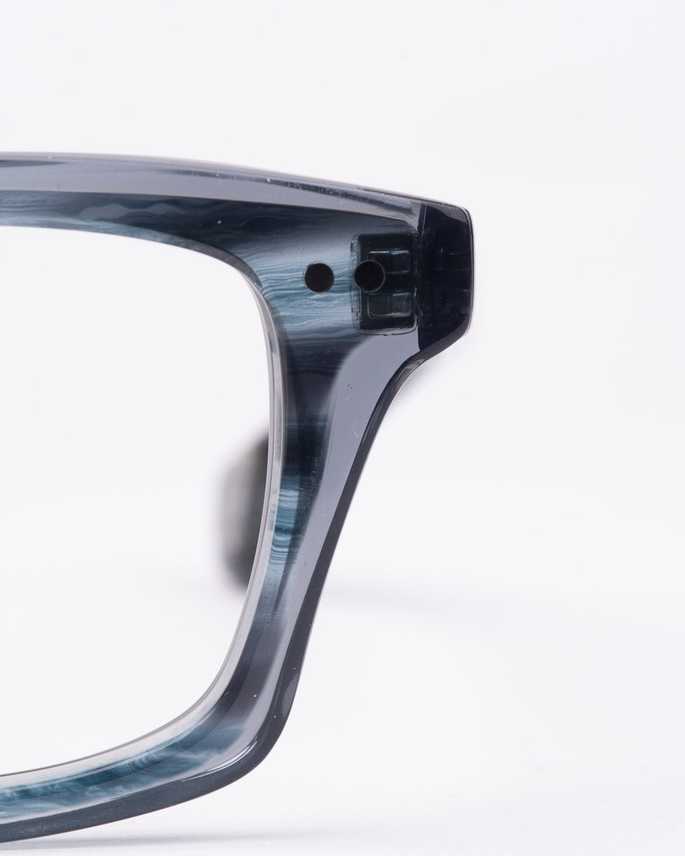 blue plastic rectangle eyeglasses by Blake Kuwahara model Nelson, front view, lunettes de vue rectangle couleur Bleu