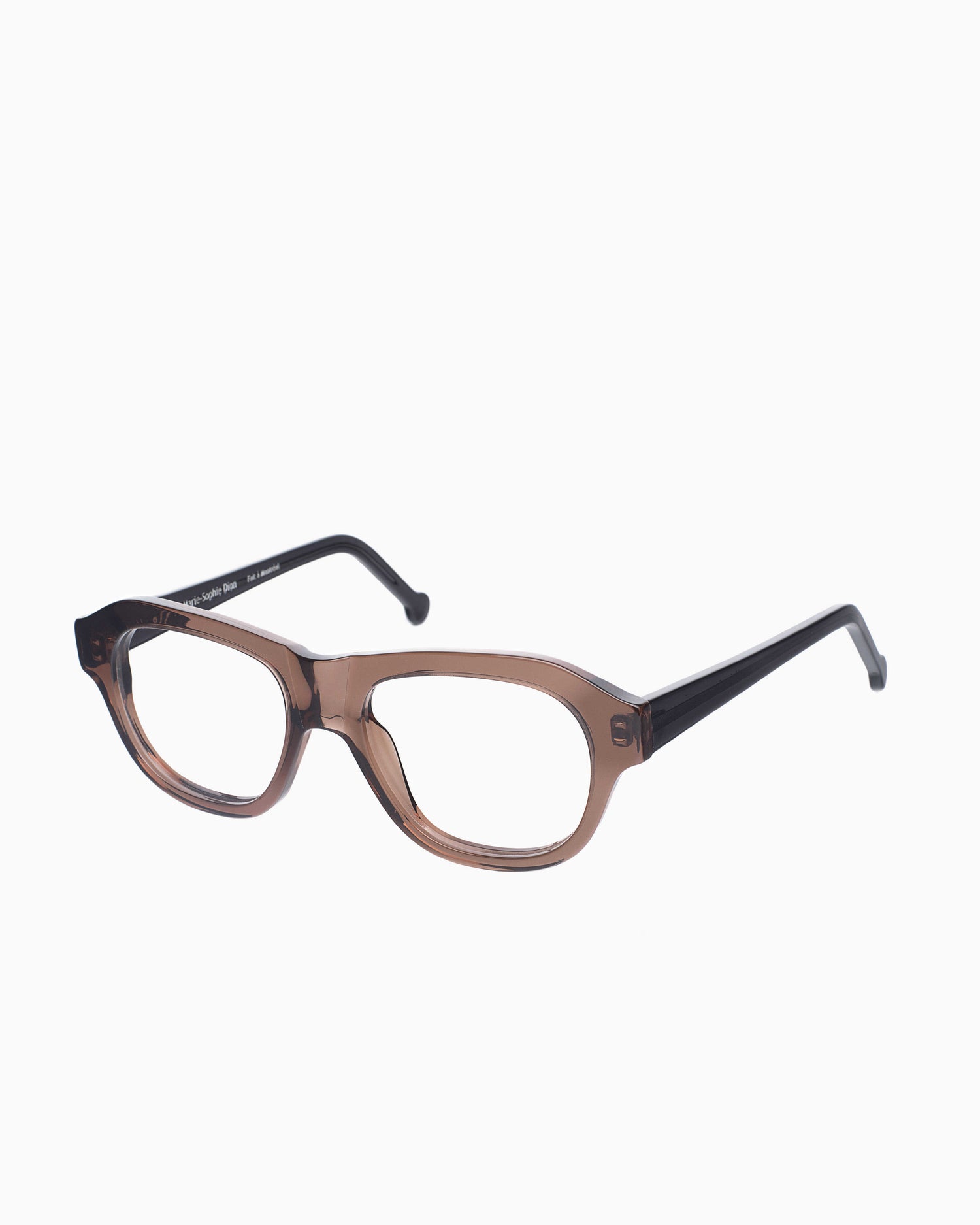 brown plastic aviator eyeglasses by Marie-Sophie Dion model Alain, front view, lunettes de vue aviateur couleur Brun