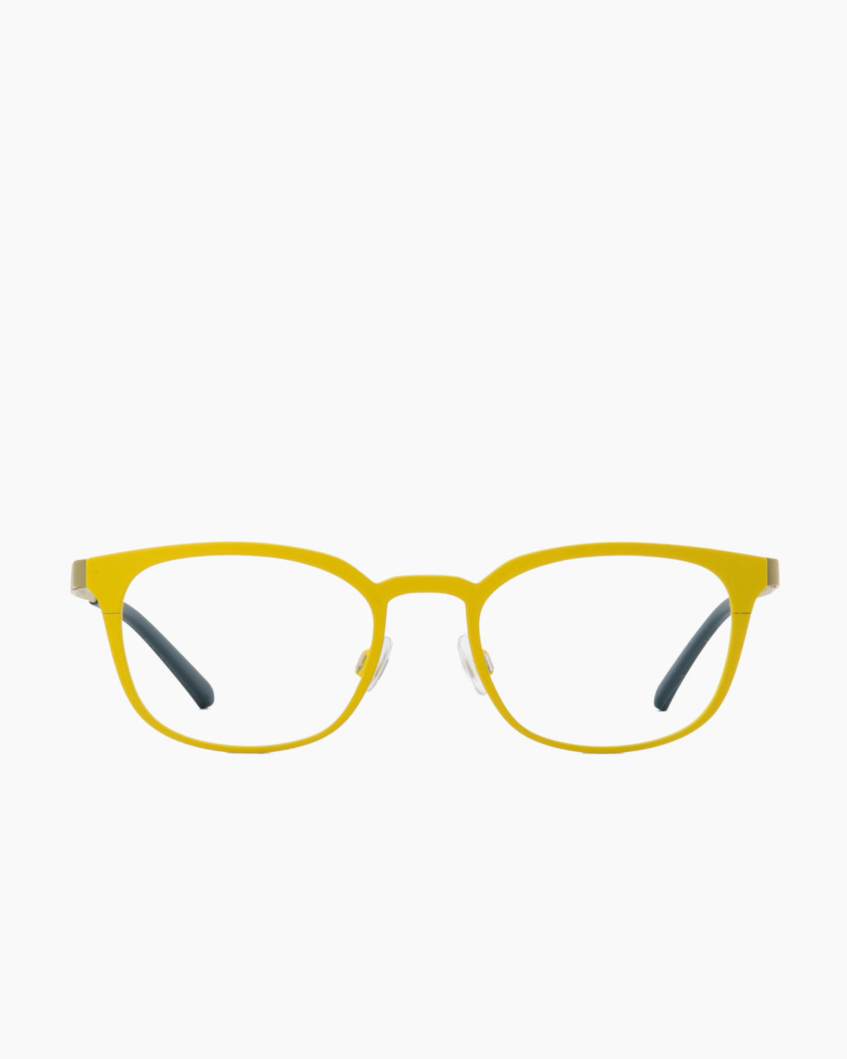 yellow plastic rectangle eyeglasses by Bevel model Mercurio, front view, lunettes de vue Jaune rectangle