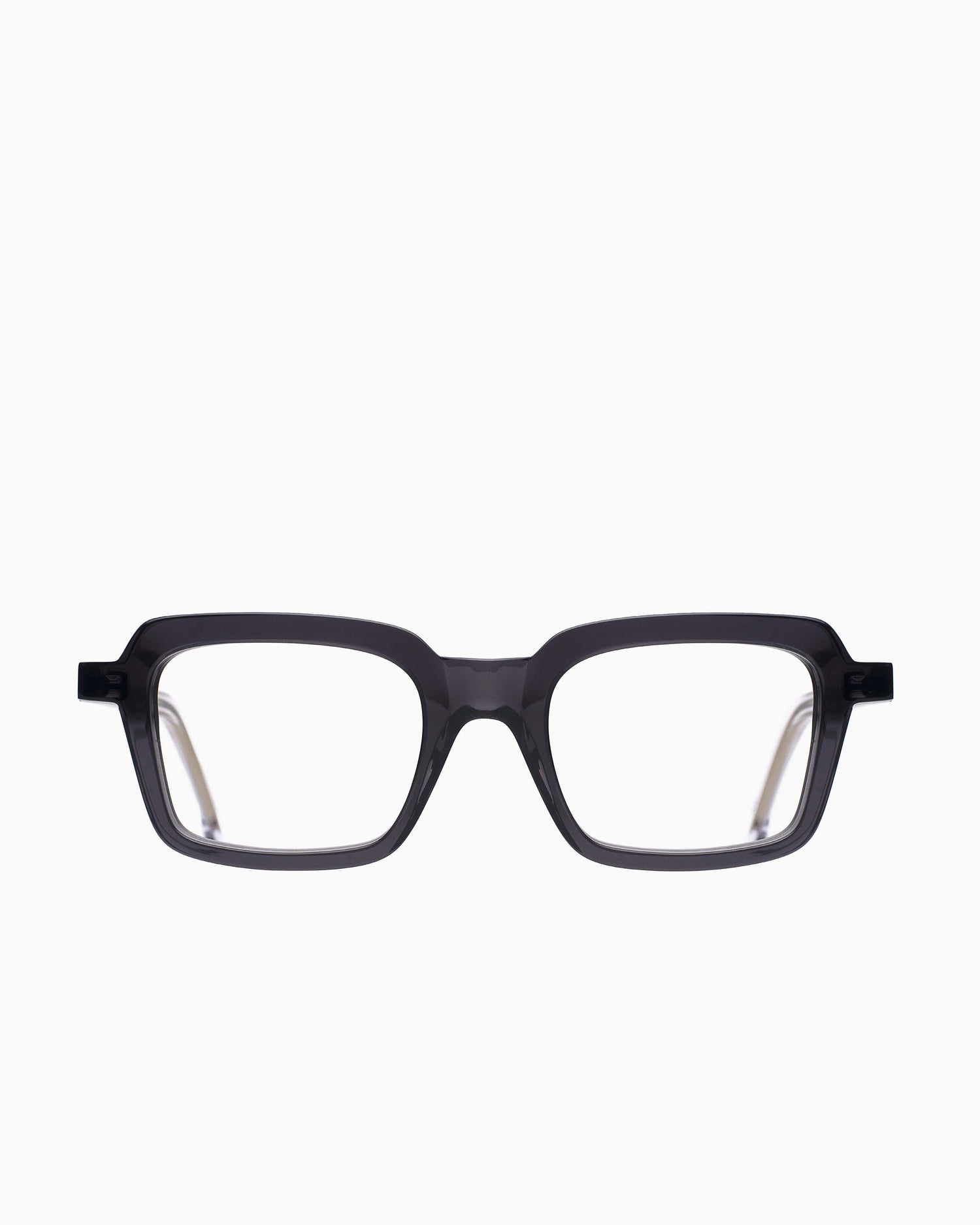 grey plastic rectangle eyeglasses by Marie-Sophie Dion model Duval, front view, lunettes de vue rectangle couleur Gris