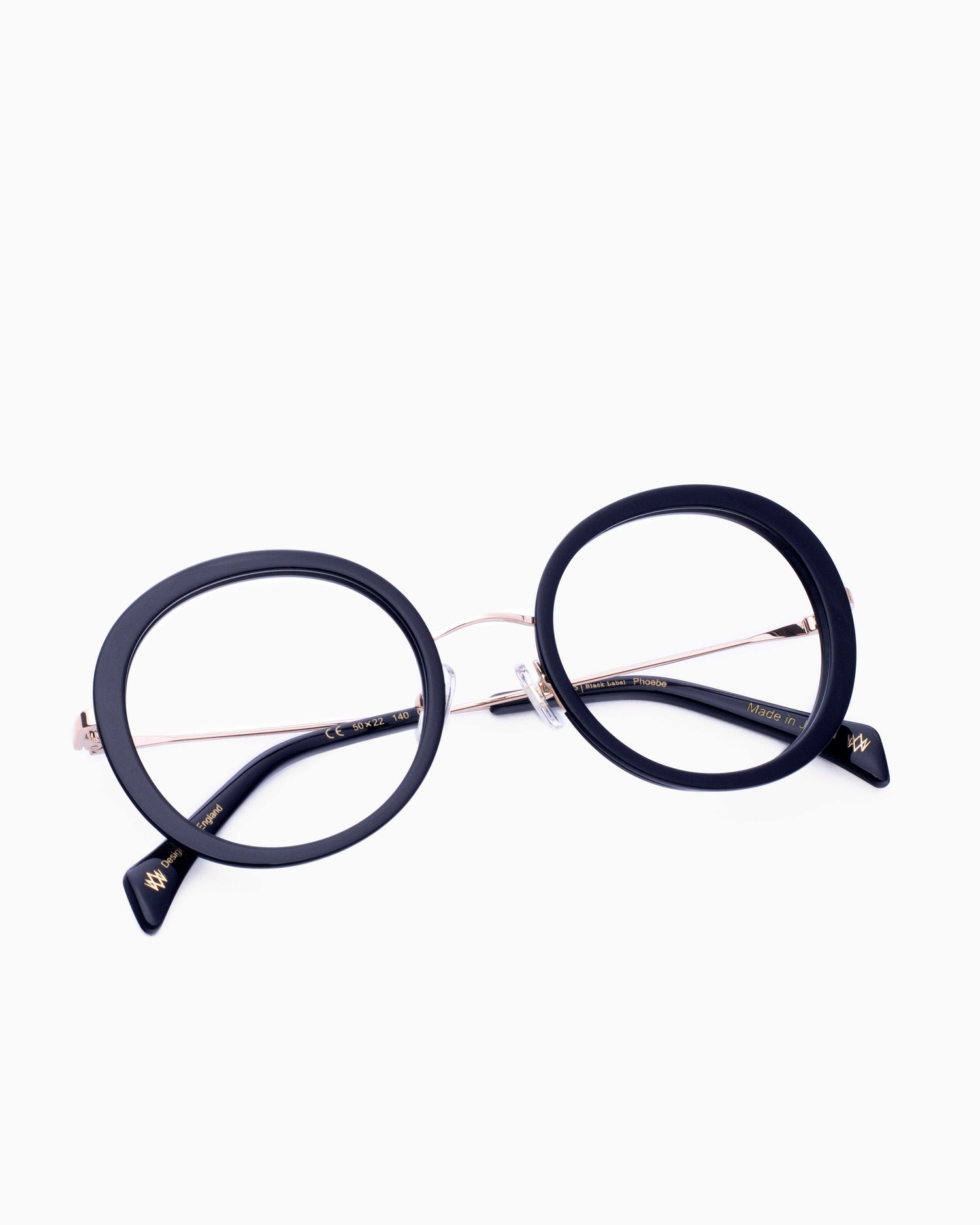 black metal round eyeglasses by William Morris model Phoebe, front view, lunettes de vue Noir rond