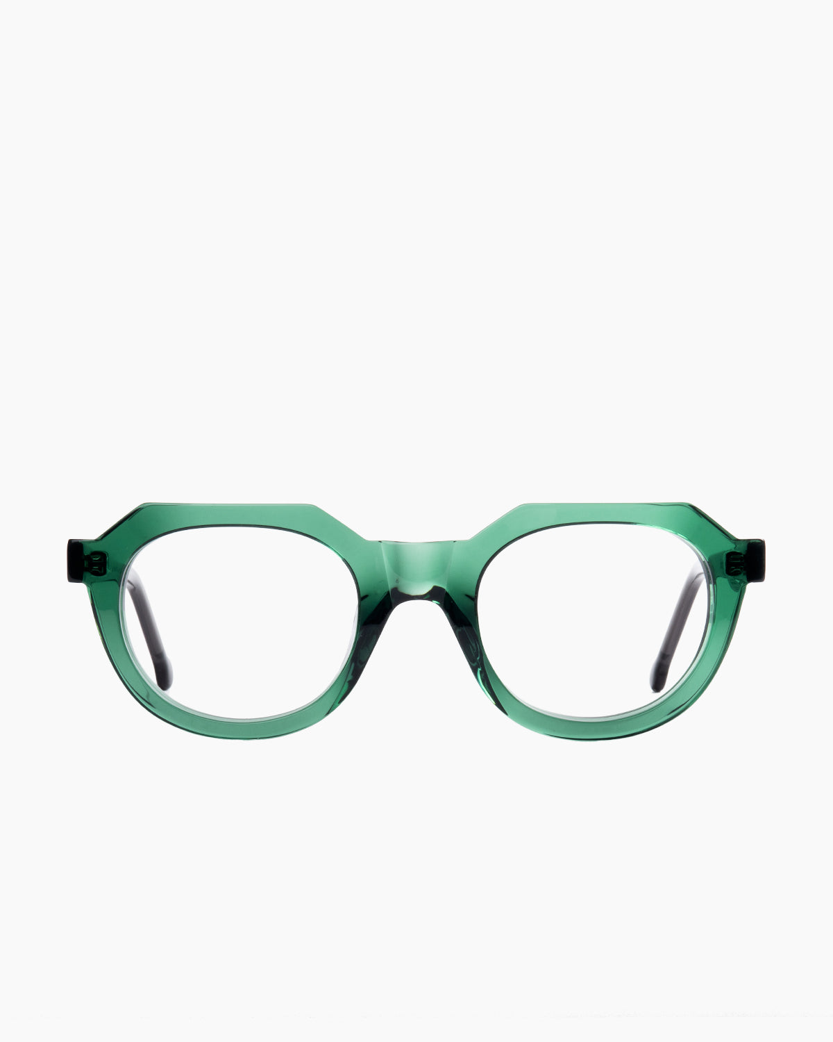 green plastic oval eyeglasses by Marie-Sophie Dion model Boutcheri, front view, lunettes de vue ovale couleur vert