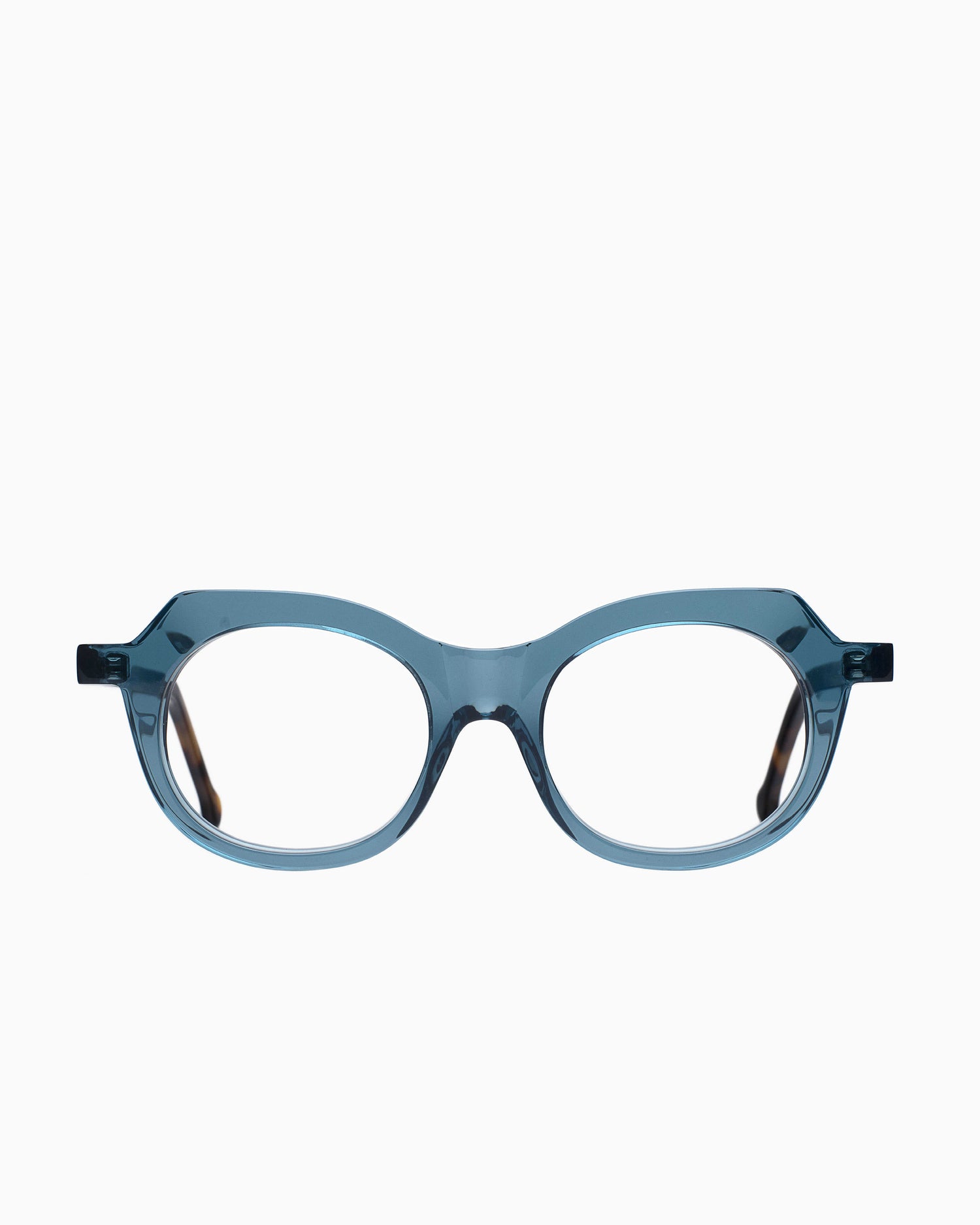 blue plastic oval eyeglasses by Marie-Sophie Dion model Brien, front view, lunettes de vue Bleu ovale