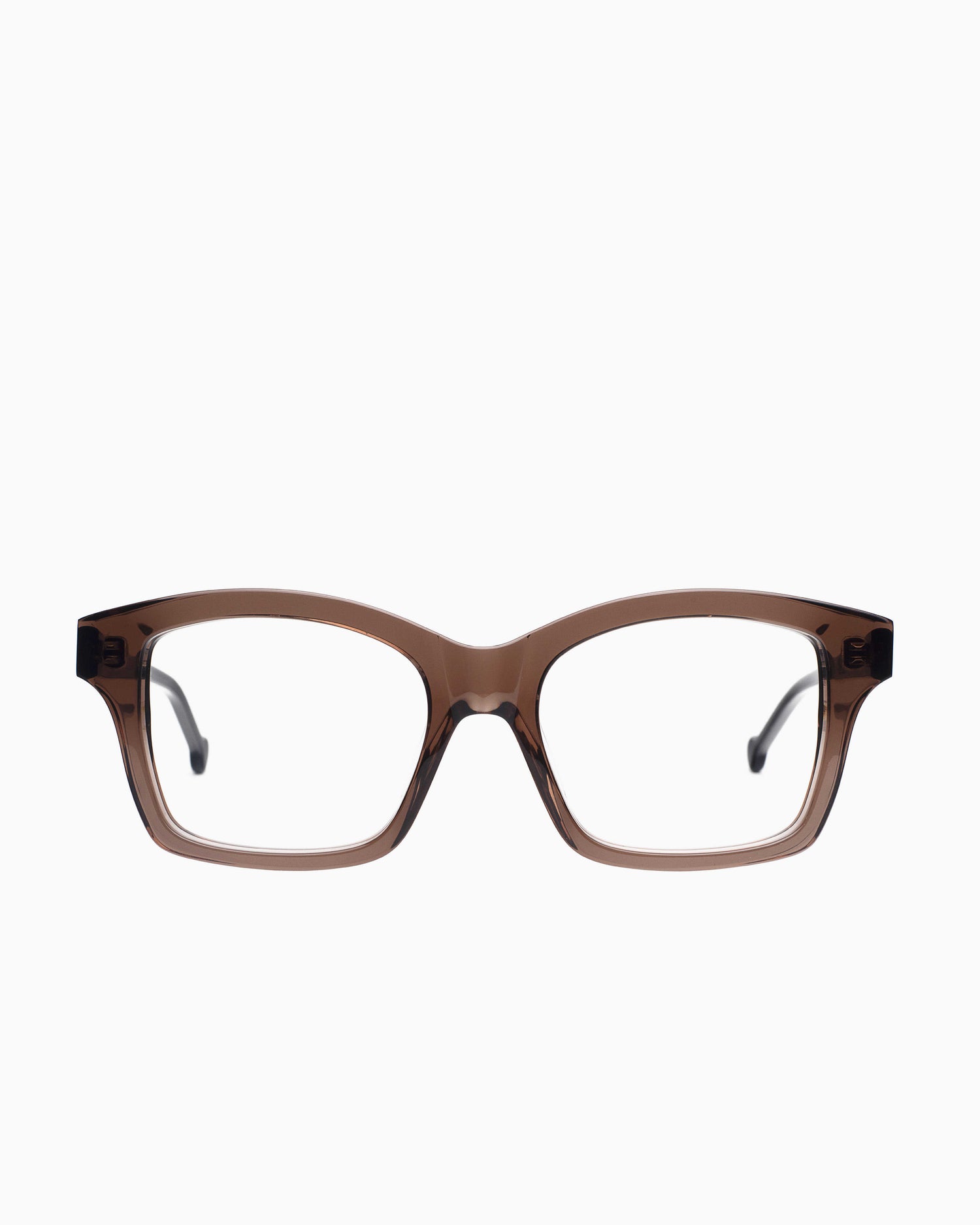 brown plastic rectangle eyeglasses by Marie-Sophie Dion model Giguere, front view, lunettes de vue rectangle couleur Brun