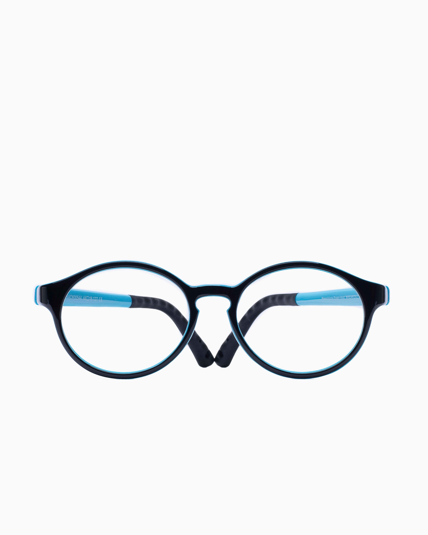 blue plastic round eyeglasses by Nanovista Kids model BREAKOUT, front view, lunettes de vue Bleu rond