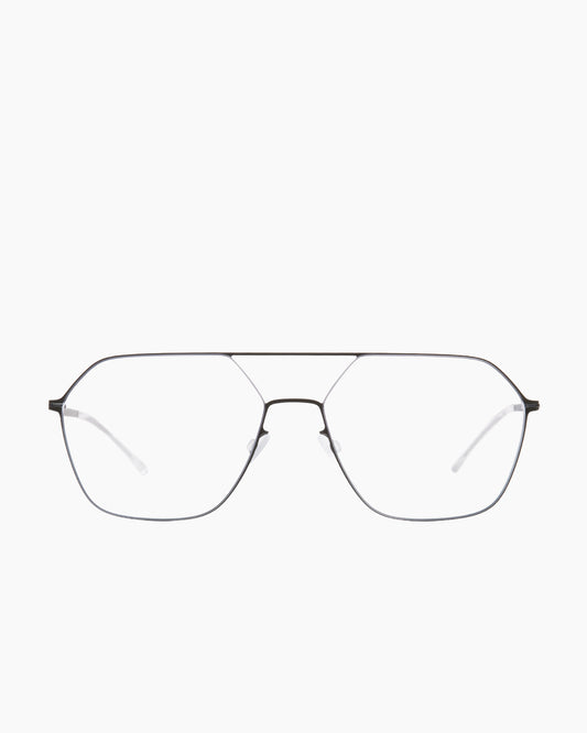 green metal hexagon eyeglasses by Mykita model Jelva, front view, lunettes de vue hexagone couleur vert