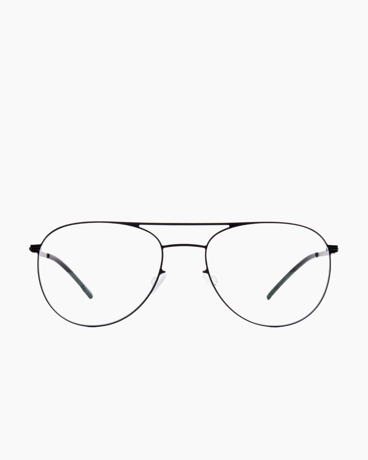 black metal aviator eyeglasses by Mykita model Niken, front view, lunettes de vue aviateur couleur noir