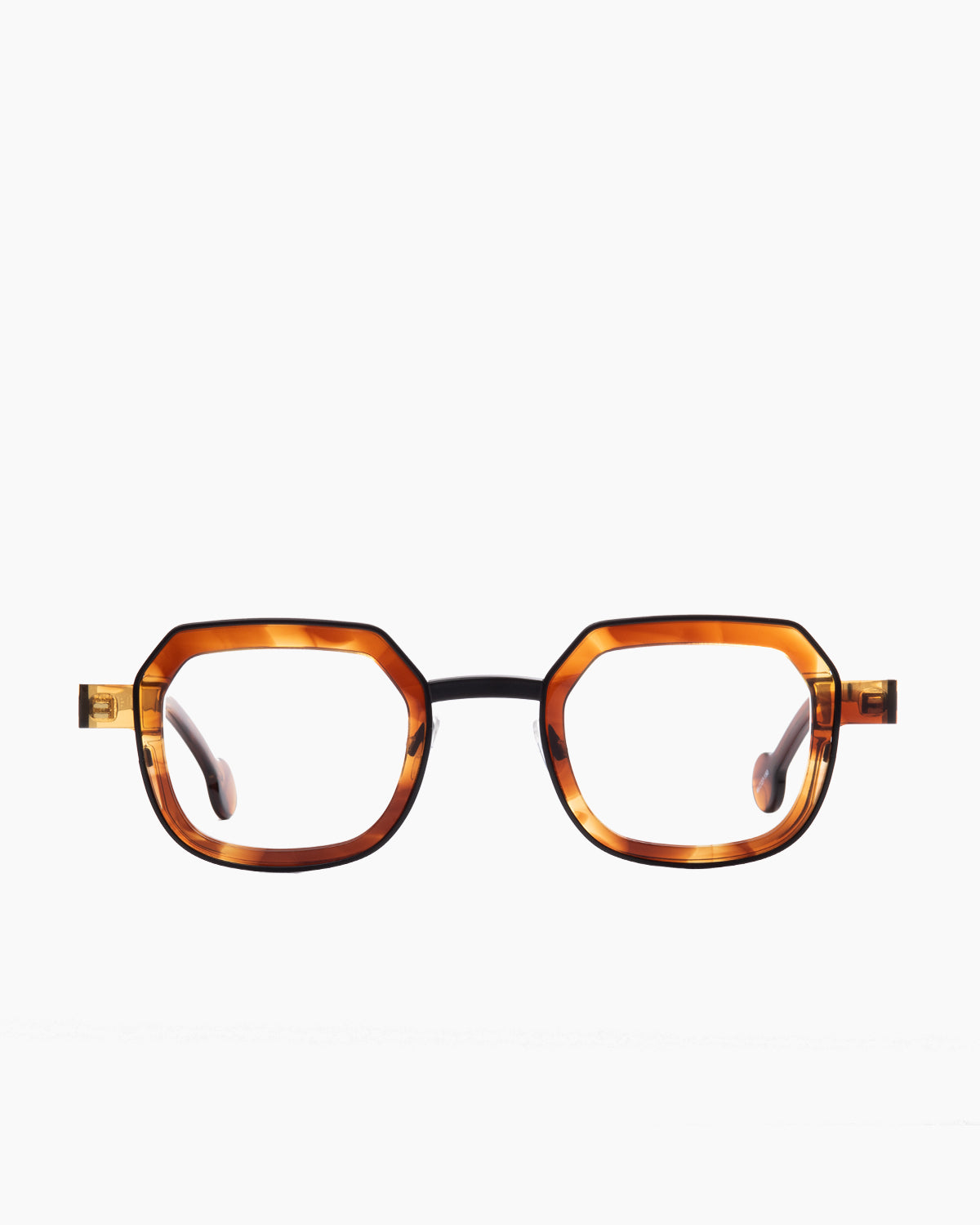 brown metal rectangle eyeglasses by Anne et Valentin model BOSKO, front view, lunettes de vue brun rectangle