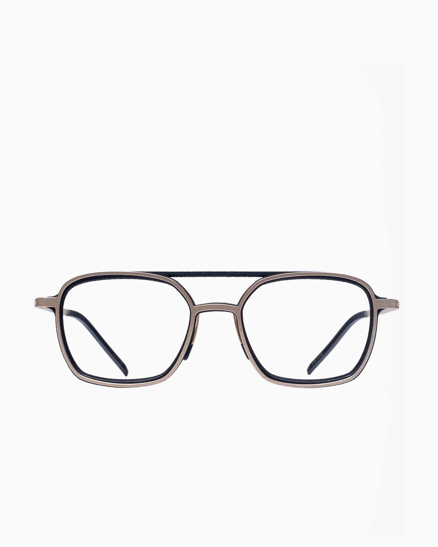 gold metal aviator eyeglasses by Parasite model Avenir1, front view, lunettes de vue or aviateur