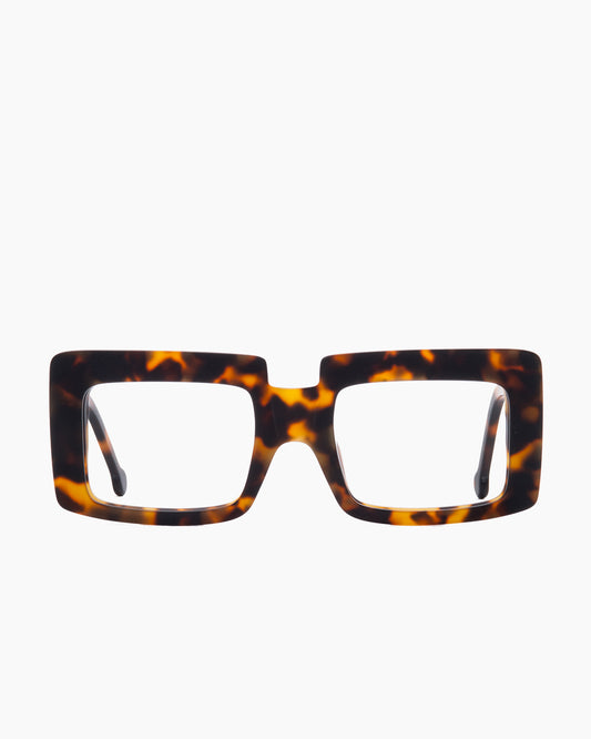 tortoise plastic rectangle eyeglasses by Marie-Sophie Dion model SaintPierre, front view, lunettes de vue rectangle couleur écaille de tortue