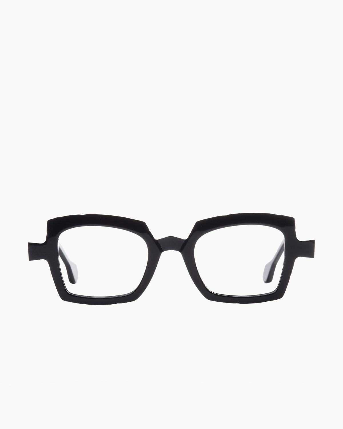 black plastic rectangle eyeglasses by Anne et Valentin model etude4, front view, lunettes de vue rectangle couleur noir