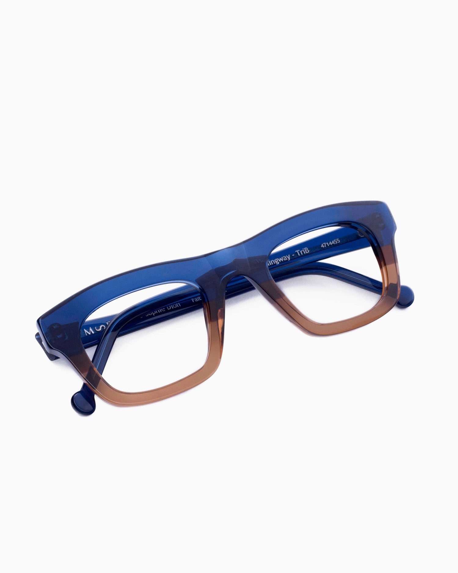 blue plastic rectangle eyeglasses by Marie-Sophie Dion model Hemingway, front view, lunettes de vue rectangle couleur Bleu