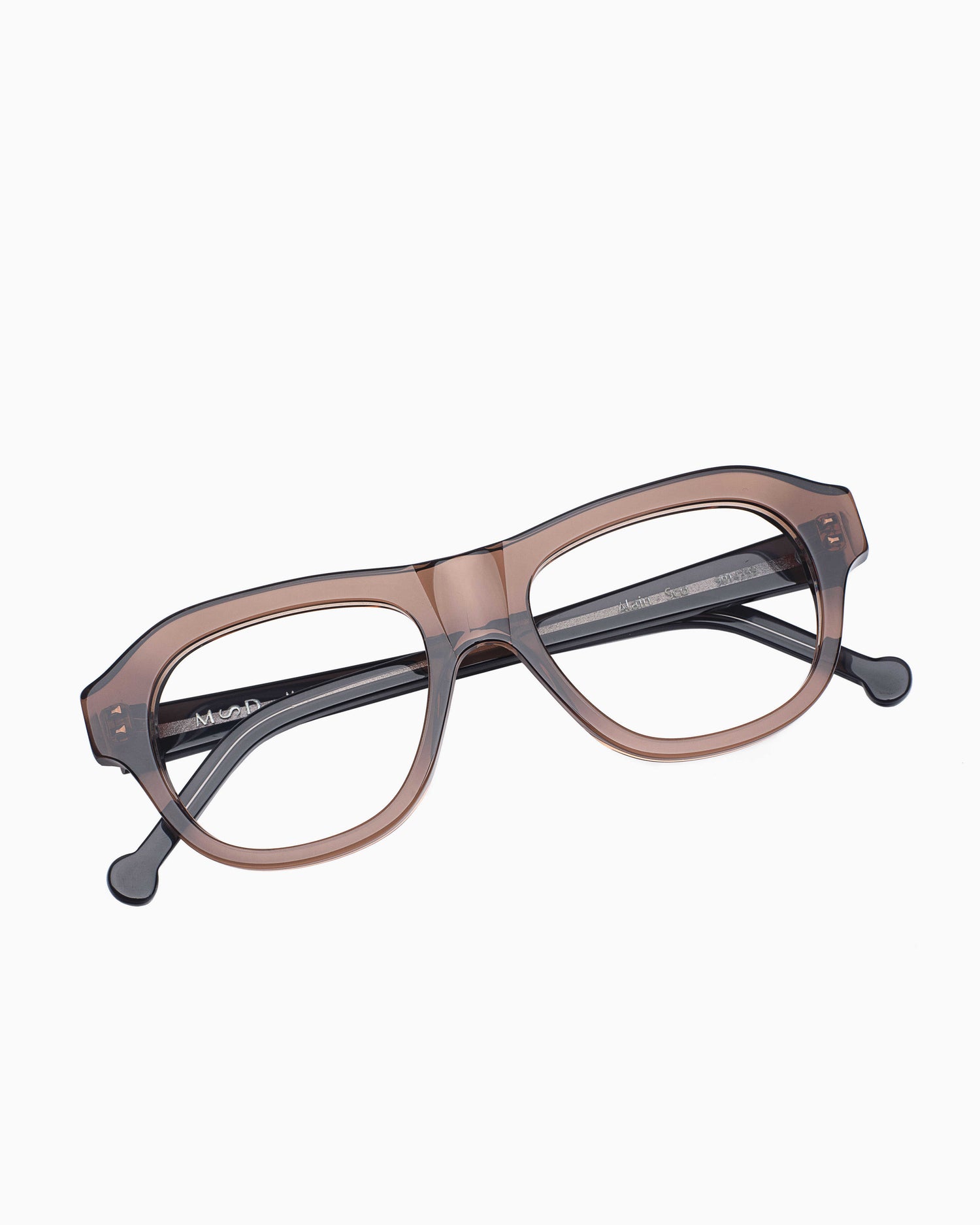 brown plastic aviator eyeglasses by Marie-Sophie Dion model Alain, front view, lunettes de vue aviateur couleur Brun