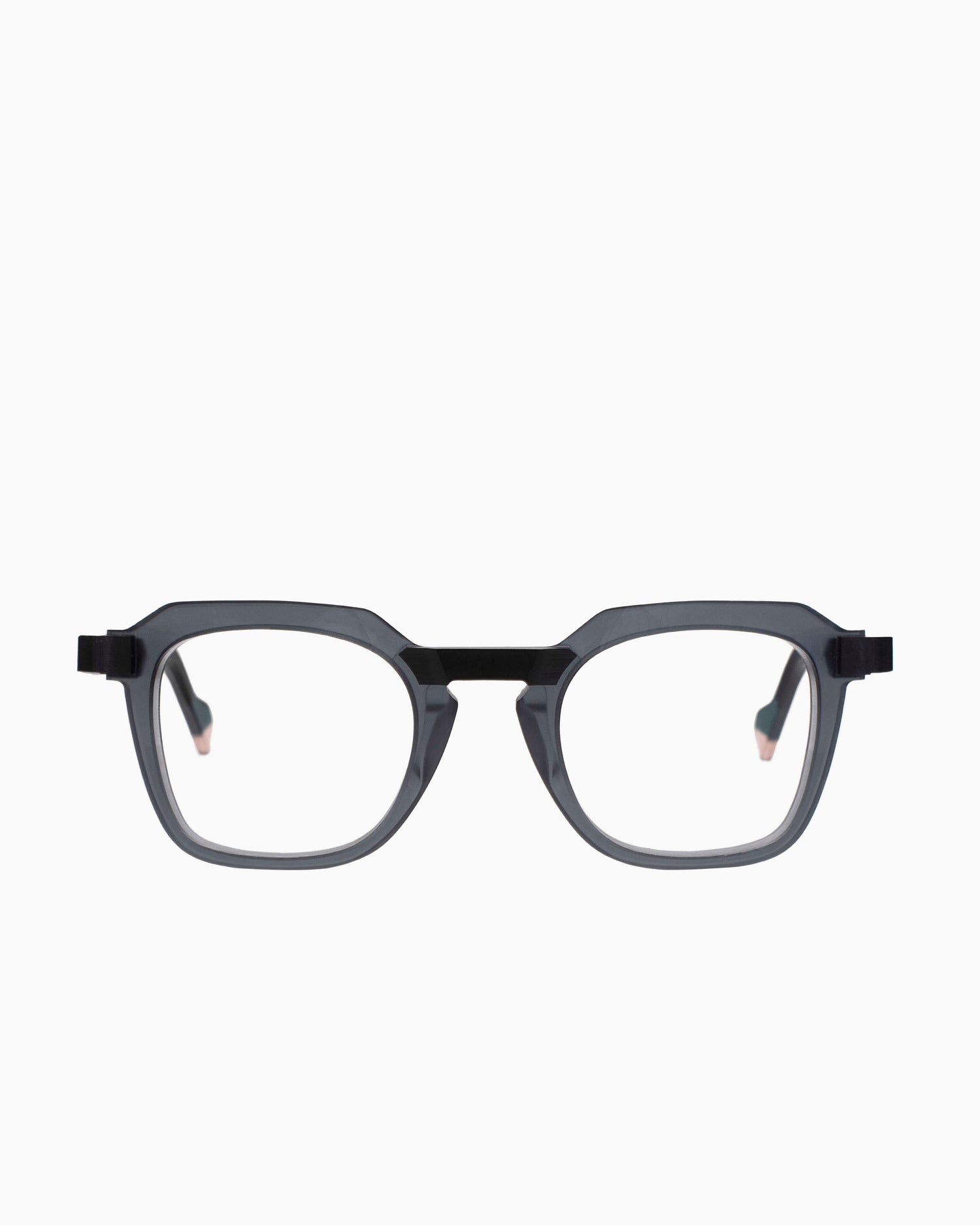 grey plastic rectangle eyeglasses by Anne et Valentin model RAW4, front view, lunettes de vue Gris rectangle