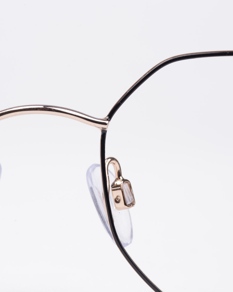 gold metal hexagon eyeglasses by William Morris model 50087, front view, lunettes de vue or 