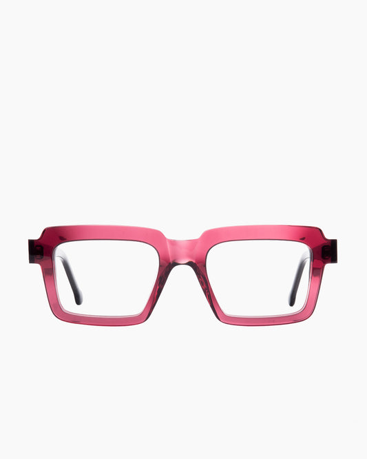 purple plastic rectangle eyeglasses by Marie-Sophie Dion model Flemming, front view, lunettes de vue rectangle couleur violet