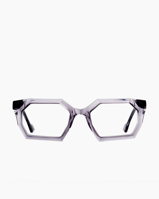 grey plastic octogon eyeglasses by Yohji Yamamoto model Look012, front view, lunettes de vue octogone couleur gris