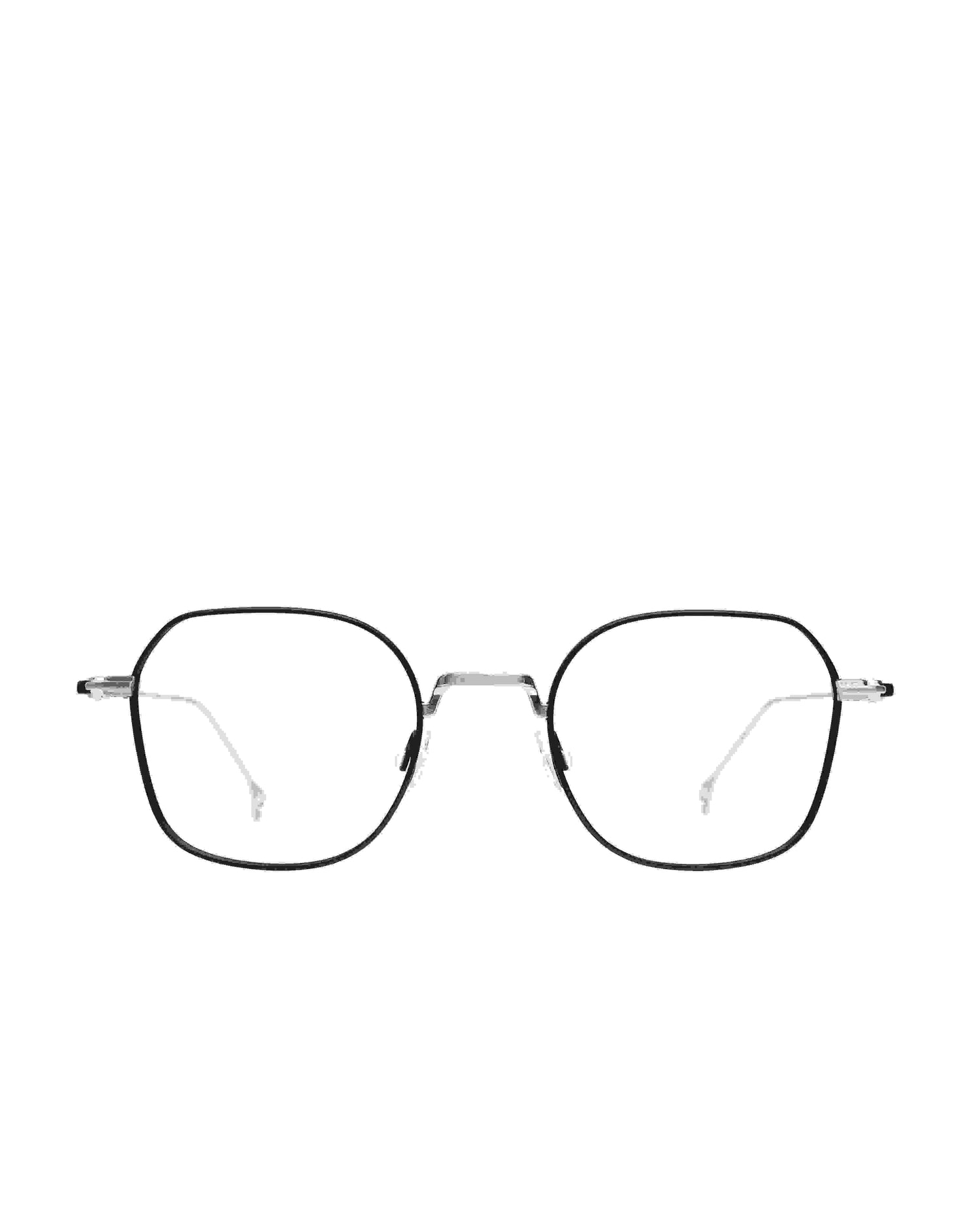 grey metal rectangle eyeglasses by Anne et Valentin model burton, front view, lunettes de vue Gris rectangle