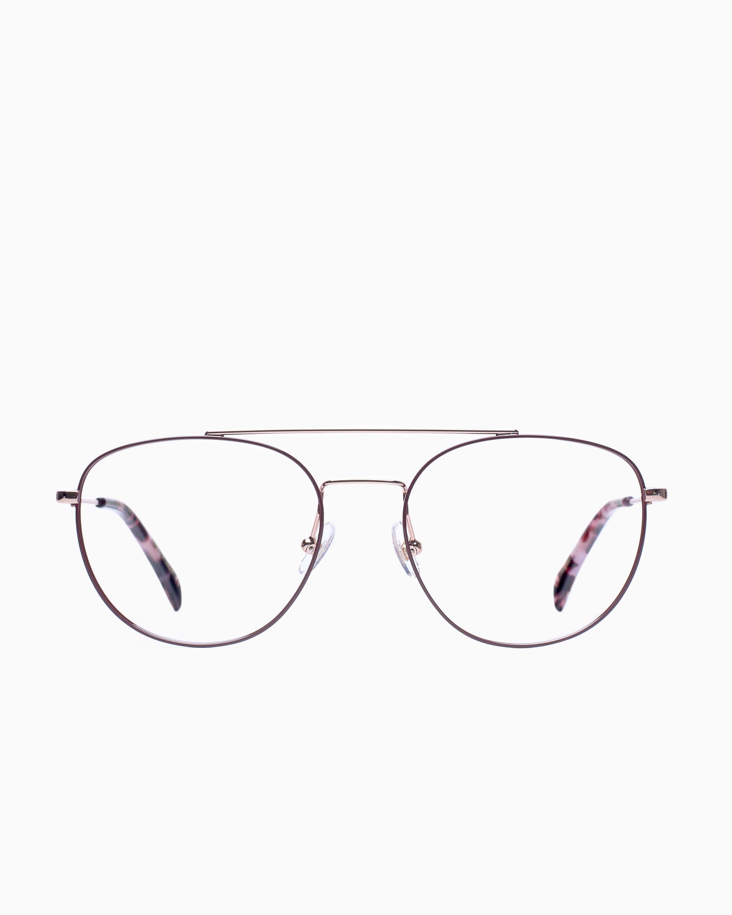 pink metal aviator eyeglasses by William Morris model Juliet, front view, lunettes de vue Rose aviateur