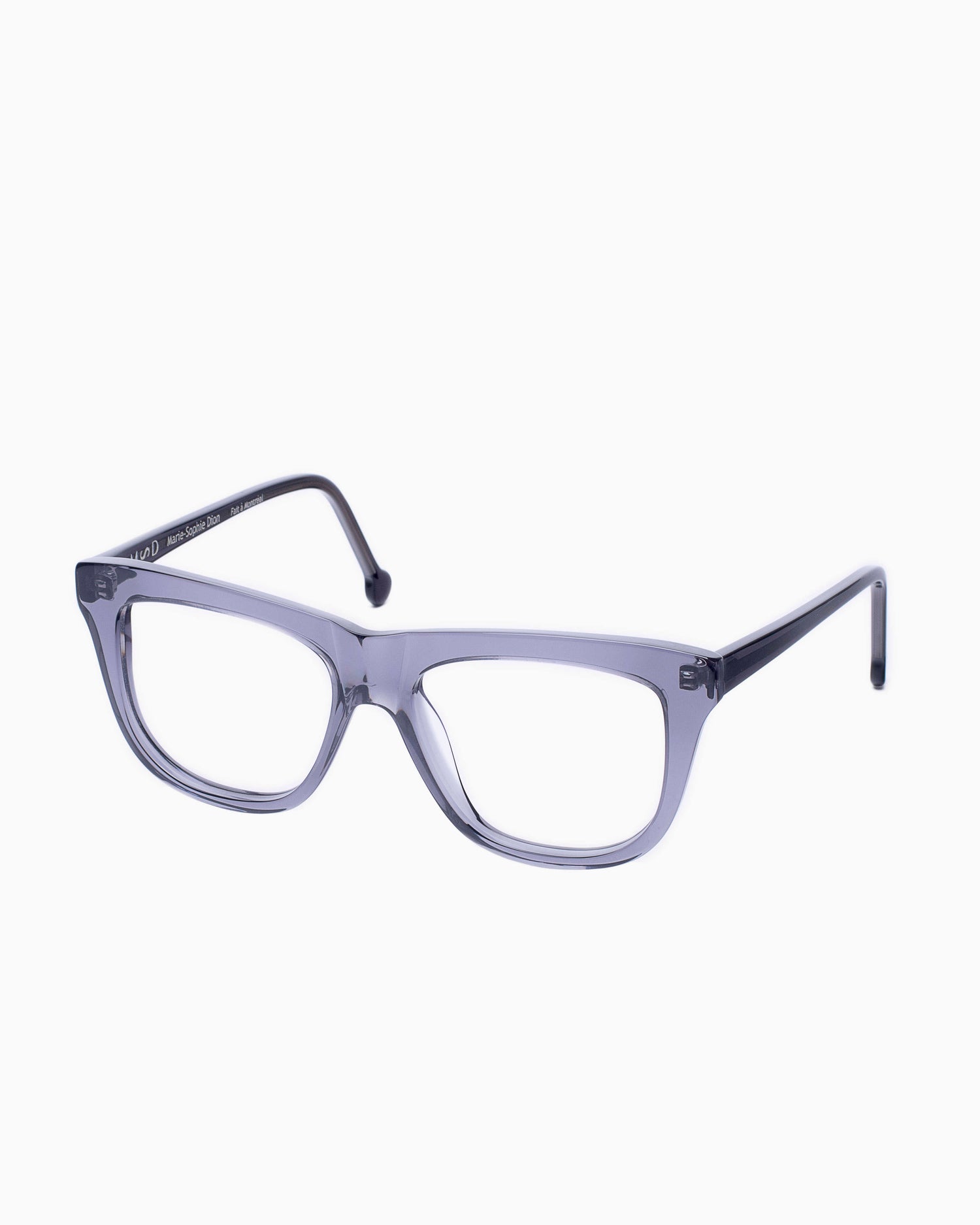 grey plastic rectangle eyeglasses by Marie-Sophie Dion model Pepin, front view, lunettes de vue rectangle couleur Gris