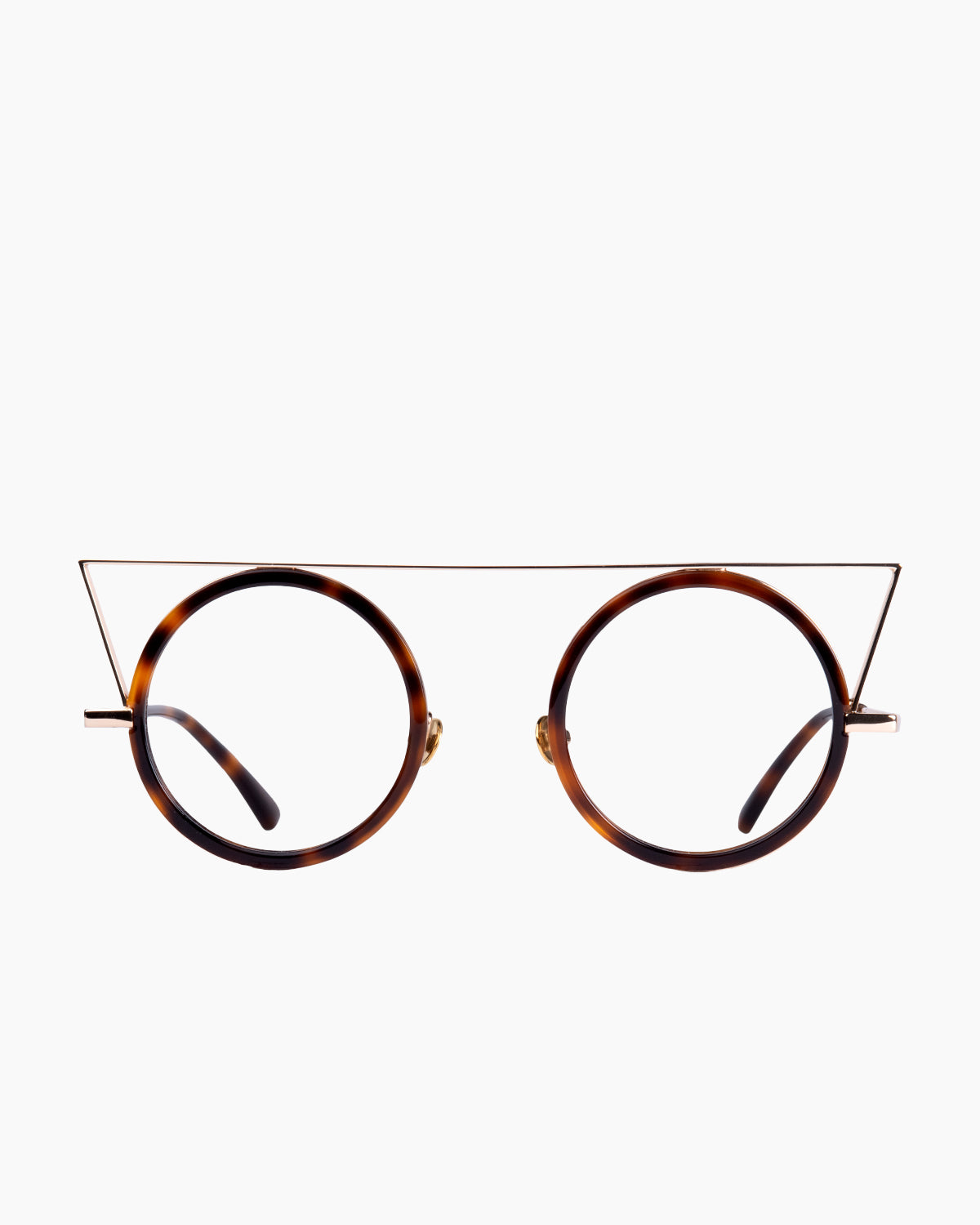 tortoise metal round eyeglasses by Gamine model Quadrilatero, front view, lunettes de vue rond couleur Écaille de tortue
