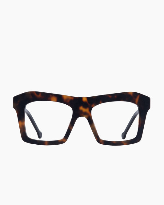 tortoise plastic rectangle eyeglasses by Marie-Sophie Dion model Holland, front view, lunettes de vue rectangle couleur Écaille de tortue