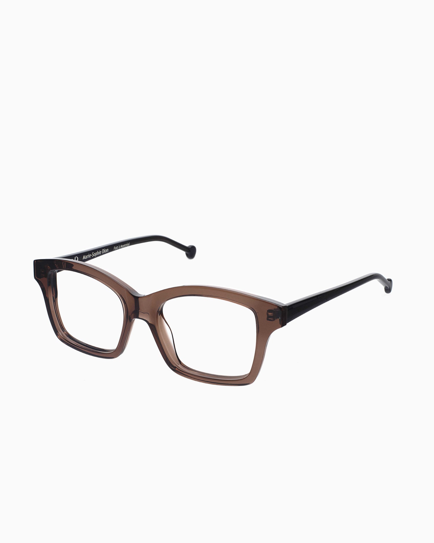 brown plastic rectangle eyeglasses by Marie-Sophie Dion model Giguere, front view, lunettes de vue rectangle couleur Brun