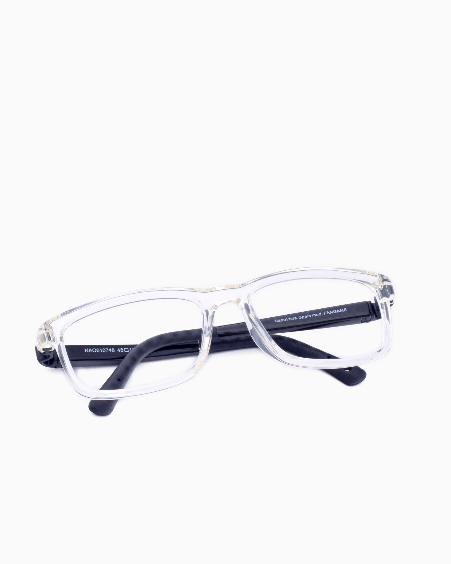 crystal plastic rectangle eyeglasses by Nanovista Kids model FANGAME, front view, lunettes de vue Cristal rectangle