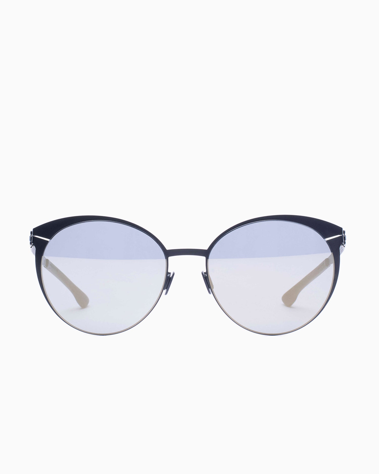 black metal cat  sunglassesby Ic Berlin model josephines, front view, lunettes de vue Noir 