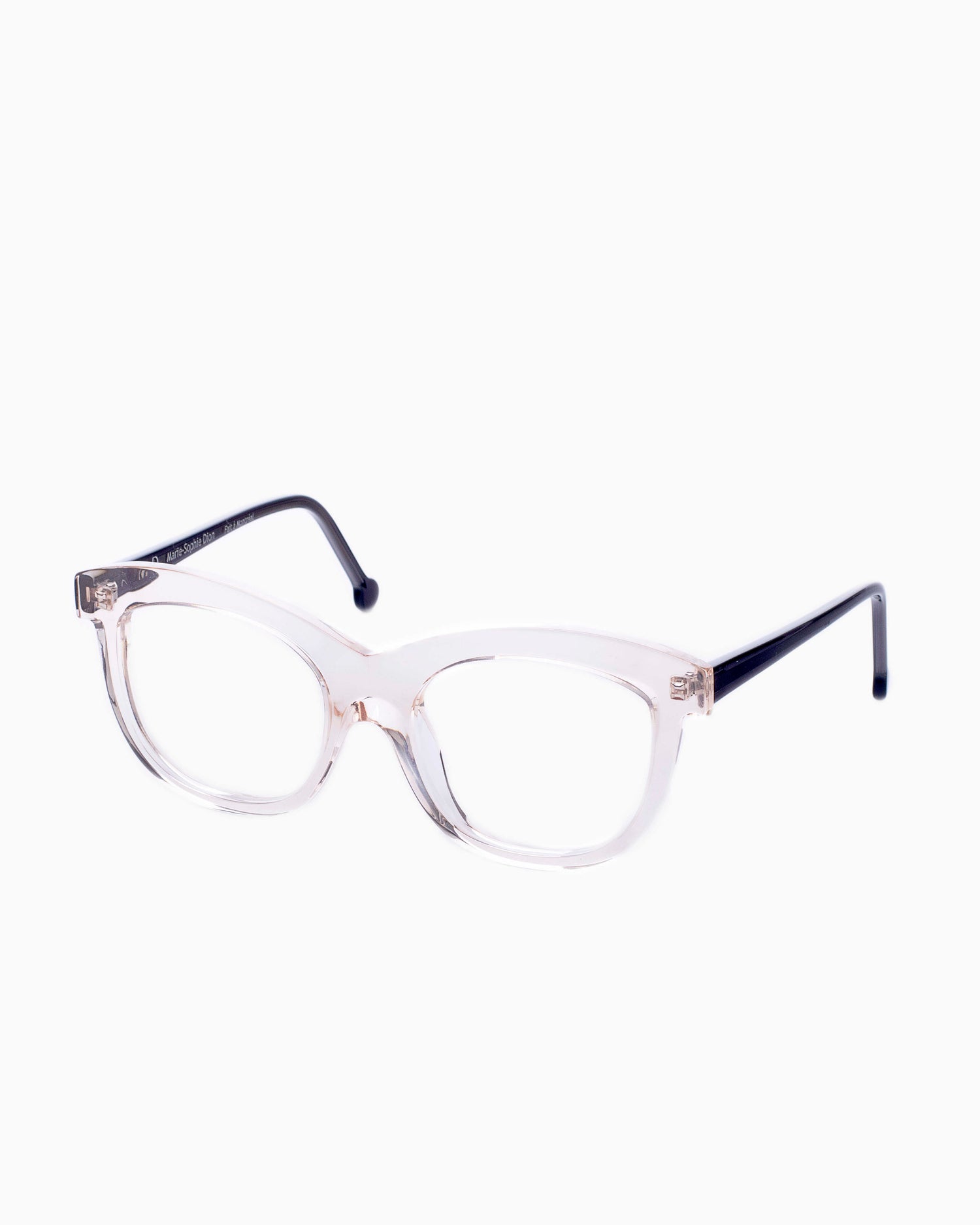 pink, beige plastic butterfly eyeglasses by Marie-Sophie Dion model Elmir, front view, lunettes de vue papillon couleur rose, beige