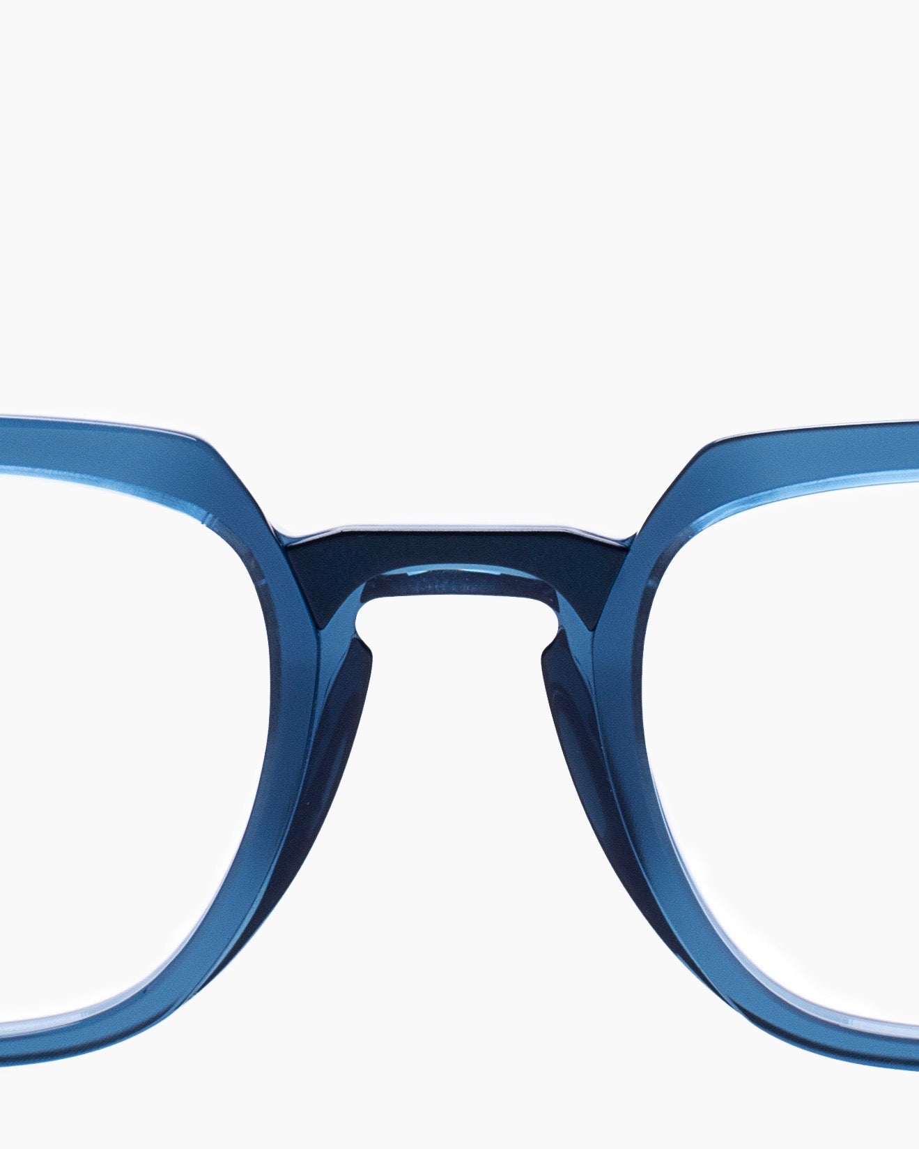 blue plastic rectangle eyeglasses by Anne et Valentin model Henri, front view, lunettes de vue rectangle couleur Bleu