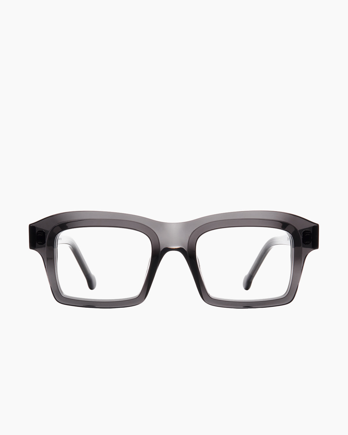 grey plastic rectangle eyeglasses by Marie-Sophie Dion model Brière, front view, lunettes de vue rectangle couleur gris