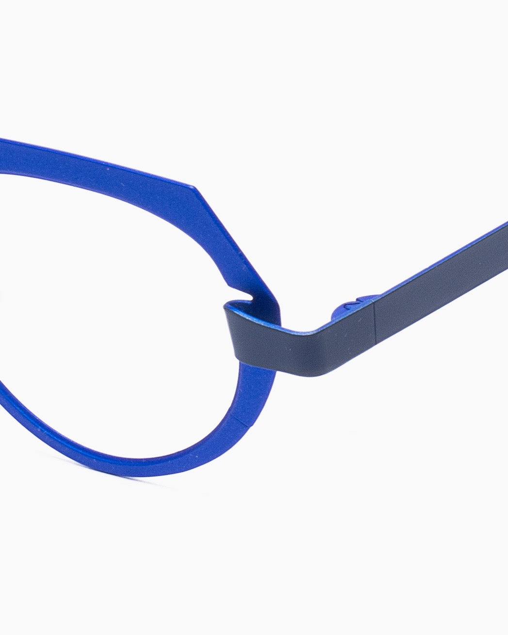 blue metal oval eyeglasses by Theo model falte, front view, lunettes de vue ovale couleur Bleu