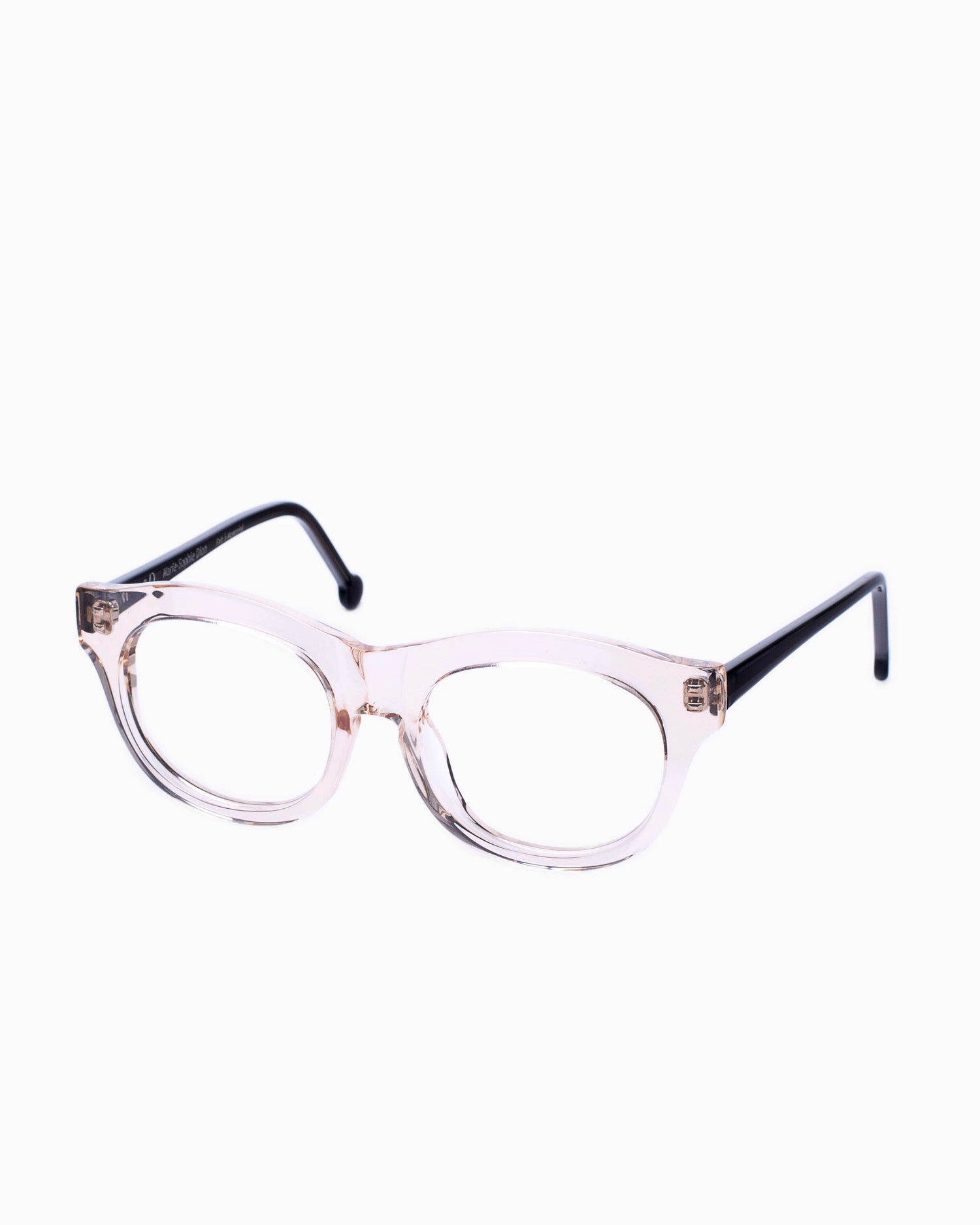 pink, beige plastic oval eyeglasses by Marie-Sophie Dion model Carette, front view, lunettes de vue rose, beige ovale